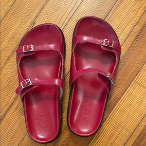 J. Crew Red Sandals Minimalist Slip-On Design